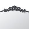 Kea 36 Inch Wall Mirror, Black Curved Metal Frame, Baroque Accent Design