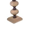 23, 18, 14 Inch Set of 3 Candleholders in Pillar Accent Wood Orbs, Brown
