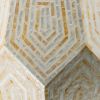 21 Inch Capiz Accent Stool Table, Hexagonal Drum, Angled Look, Beige White