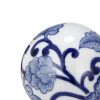 4 Inch Decorative Ball Set of 6 Orbs, Blue And White Printed Porcelain