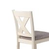 Joss 40 Inch Cottage Wood Counter Height Chair, Set of 2, Gray Seat, Cream