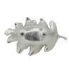 22 Inch Modern Decorative Tray, Oak Leaf Design Striking Silver Metal Frame