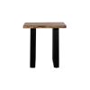 24 Inch End Table, Rustic Style, Brown Acacia Wood Top, Tall Metal Base