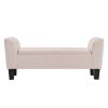 Cesar 55 Inch Ottoman Bench with Storage, Padded, Curved Arms, Pink Velvet