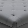 Ella 44 Inch Modern Ottoman, Deep Button Tufted, Gray Vegan Faux Leather