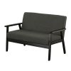 Gala 45 Inch Modern Loveseat Bench, Dark Gray Fabric, Jet Black Wood Frame