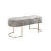 41 Inch Set of 2 Accent Benches with Vertical Channel Tufting, Gray Velvet