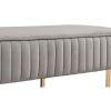 41 Inch Set of 2 Accent Benches with Vertical Channel Tufting, Gray Velvet