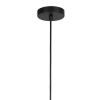 6 Inch Modern LED Pendent Light, Rippled Glass Shade, Smoky Finish, Black