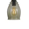 6 Inch Modern LED Pendent Light, Rippled Glass Shade, Smoky Finish, Black