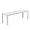 Theo 53 Inch Outdoor Bench, White Aluminum Frame, Plank Style Seat Surface