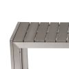 Theo 53 Inch Outdoor Bench, Gray Aluminum Frame, Plank Style Seat Surface
