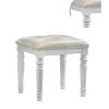 Kya 20 Inch Vanity Stool with Tufted Vegan Faux Leather Seat, Glam Ivory