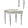 Kya 20 Inch Vanity Stool with Tufted Vegan Faux Leather Seat, Glam Ivory