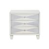 Lexi 28 Inch Modern Nightstand with 3 Drawers, Shimmer Accents, Off White