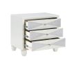 Lexi 28 Inch Modern Nightstand with 3 Drawers, Shimmer Accents, Off White