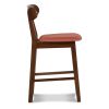 Bev 24 Inch Set of 2 Counter Stools, Orange Cushions, Dark Brown Rubberwood