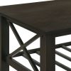 Viki 47 Inch Brown Coffee Table, Crossed Accents, Slatted Open Bottom Shelf
