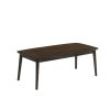 Lexi 47 Inch Coffee Table, Dark Walnut Brown Wood, Rounded Splayed Legs
