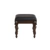 Mady 19 Inch Upholstered Vanity Stool, Ornate Trim, Deep Espresso Brown