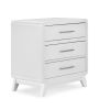 Peri 29 Inch Nightstand, 3 Drawers, Classic Crisp White, Solid Wood Frame