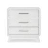 Peri 29 Inch Nightstand, 3 Drawers, Classic Crisp White, Solid Wood Frame