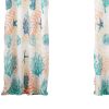 Geo 84 Inch Window Curtains, White Blue Polyester, Seashells Ferns Print