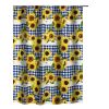 Oslo 72 Inch Shower Curtain, Yellow Sunflower Plaid Print, Button Holes