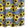 Oslo 72 Inch Shower Curtain, Yellow Sunflower Plaid Print, Button Holes