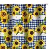 Oslo 72 Inch Shower Curtain, Yellow Sunflower Plaid Print, Button Holes