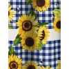 Oslo 72 Inch Shower Curtain, Yellow Sunflower Plaid Print, Button Holes