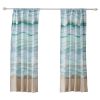 Vira 63 Inch Window Curtains, Ocean Waves and Sand Print, Rod Pockets