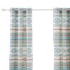 Kiev 84 Inch Window Curtains, Microfiber Blue Southwest Design, Grommets