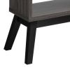 65 Inch Modern Bookcase, Four Shelves with Dividers, Flared Legs, Gray