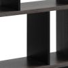 65 Inch Modern Bookcase, Four Shelves with Dividers, Flared Legs, Gray