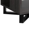 47 Inch Modern Coffee Table, Abstract Style, Open Shelf, Distressed Gray