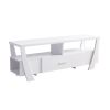 Ayan 60 Inch TV Entertainment Console, 3 Shelves and 1 Drawer, Crisp White