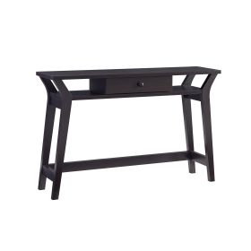 Dax 47 Inch Modern Console Table with Drawer and Mini Shelves, Wood, Brown