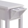 24 Inch Modern Chairside Table with Extendable Drawer and Cupholders, White
