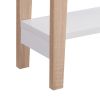 34 Inch Console Table with Drawer and Shelf, Tapered Legs, White, Brown
