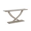 Kit 57 Inch Acacia Wood Console Table, Cross Legs, Gray