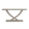 Kit 57 Inch Acacia Wood Console Table, Cross Legs, Gray