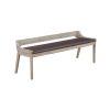 Kit 60 Inch Modern Dining Bench, Padded Seat, Curved Open Back, Gray, Brown