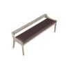 Kit 60 Inch Modern Dining Bench, Padded Seat, Curved Open Back, Gray, Brown