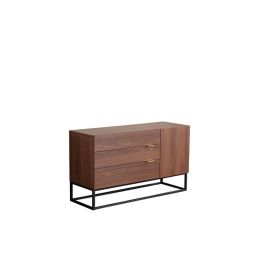 47 Inch TV Stand Media Console Table with 3 Drawers, Warm Brown and Black