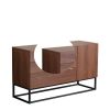 47 Inch TV Stand Media Console Table with 3 Drawers, Warm Brown and Black