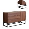 47 Inch TV Stand Media Console Table with 3 Drawers, Warm Brown and Black