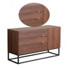 47 Inch TV Stand Media Console Table with 3 Drawers, Warm Brown and Black