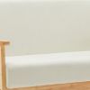Gala 45 Inch Modern Loveseat Bench, Ivory Fabric, Natural Brown Wood Frame