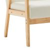Gala 45 Inch Modern Loveseat Bench, Ivory Fabric, Natural Brown Wood Frame